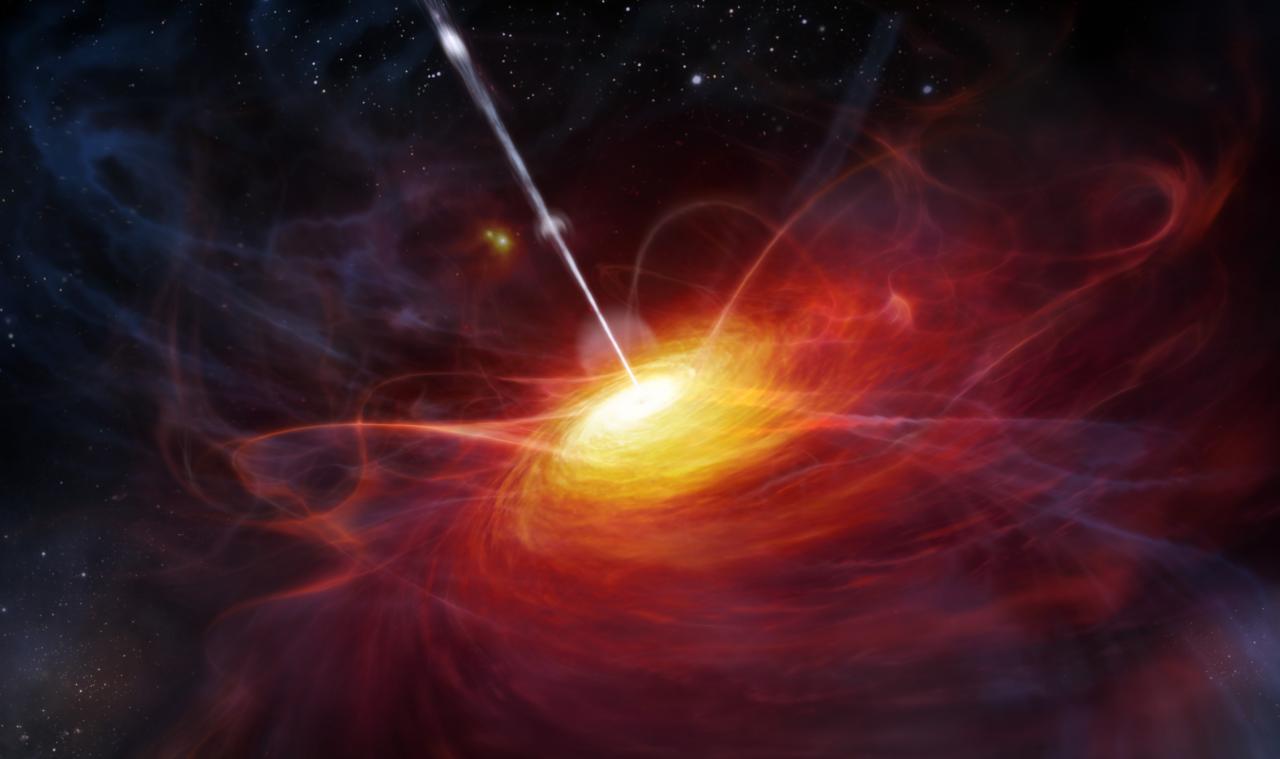 Concepcion artística de la región central de un quasar