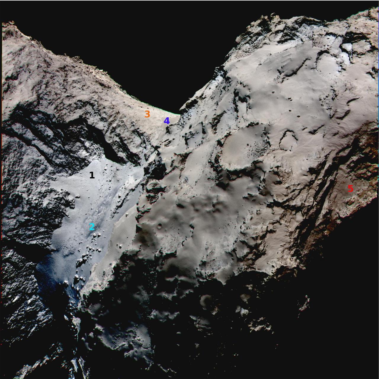 Detalle del núcleo del cometa 67P