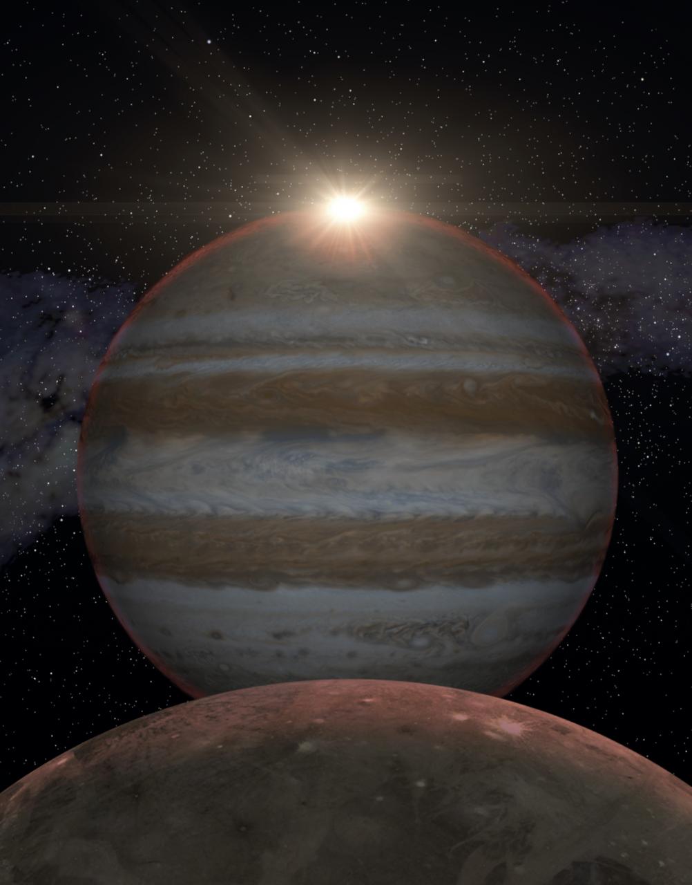 Júpiter visto desde su luna Ganímedes