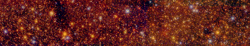 Imagen en falso color de uno de los campos estudiados por el proyecto Galacticnucleus. Fuente: Proyecto Galacticnucleus.