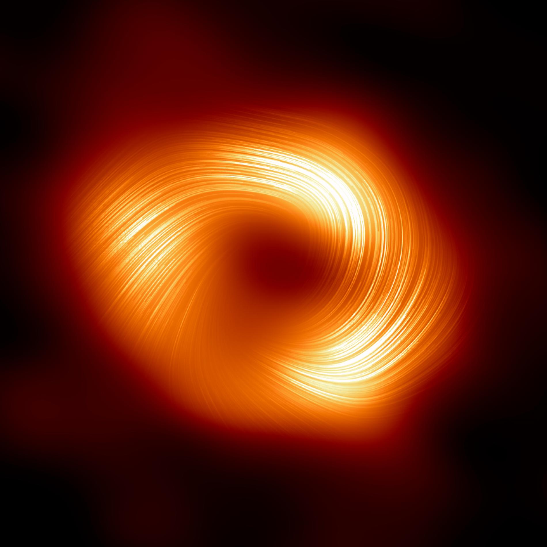 Revelados intensos campos magnéticos espirales en el borde del agujero negro del centro de nuestra galaxia